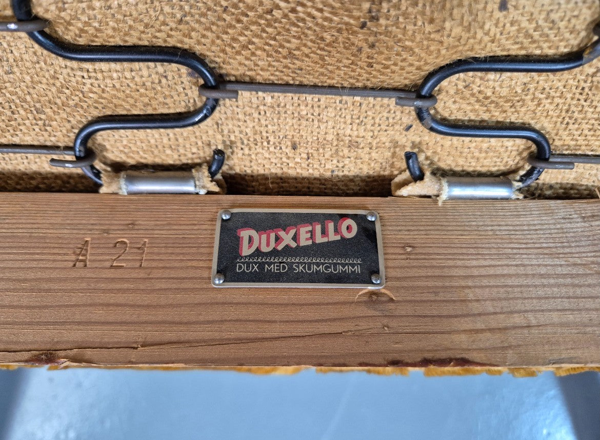 2 Swedish Lounge Chairs Gold Floral Moquette Beech Vintage 1960s MCM EB7031 MNOR13