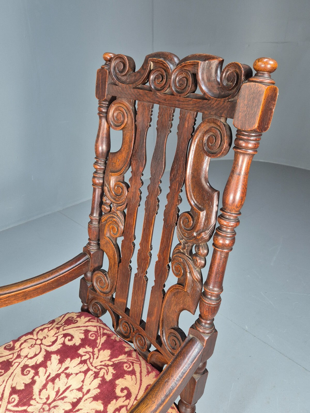 Vintage Antique Carver Chair Baroque Carved Oak Osborne 1890s EB9167 VCAR - UKDK FURNITURE