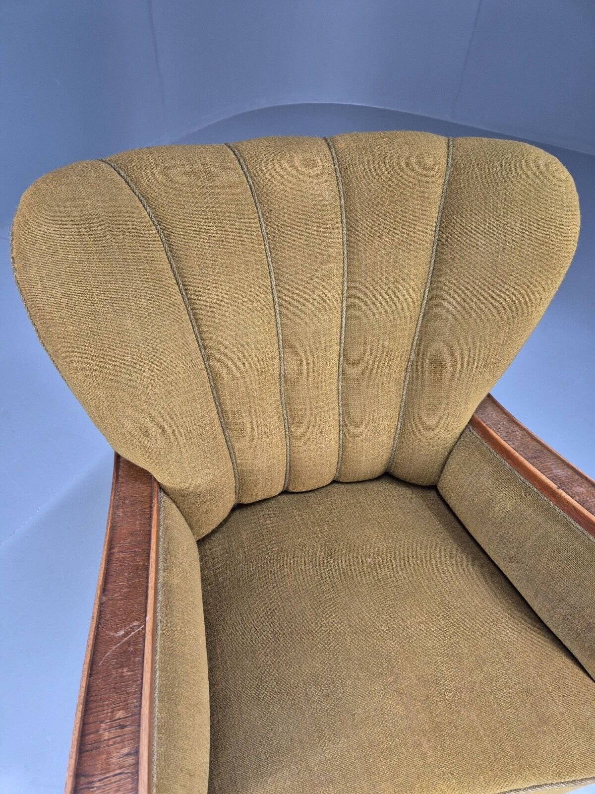 Art Deco Danish Oak Lounge Chair Green Wool 1940s Retro EB9047 VCLO - UKDK FURNITURE