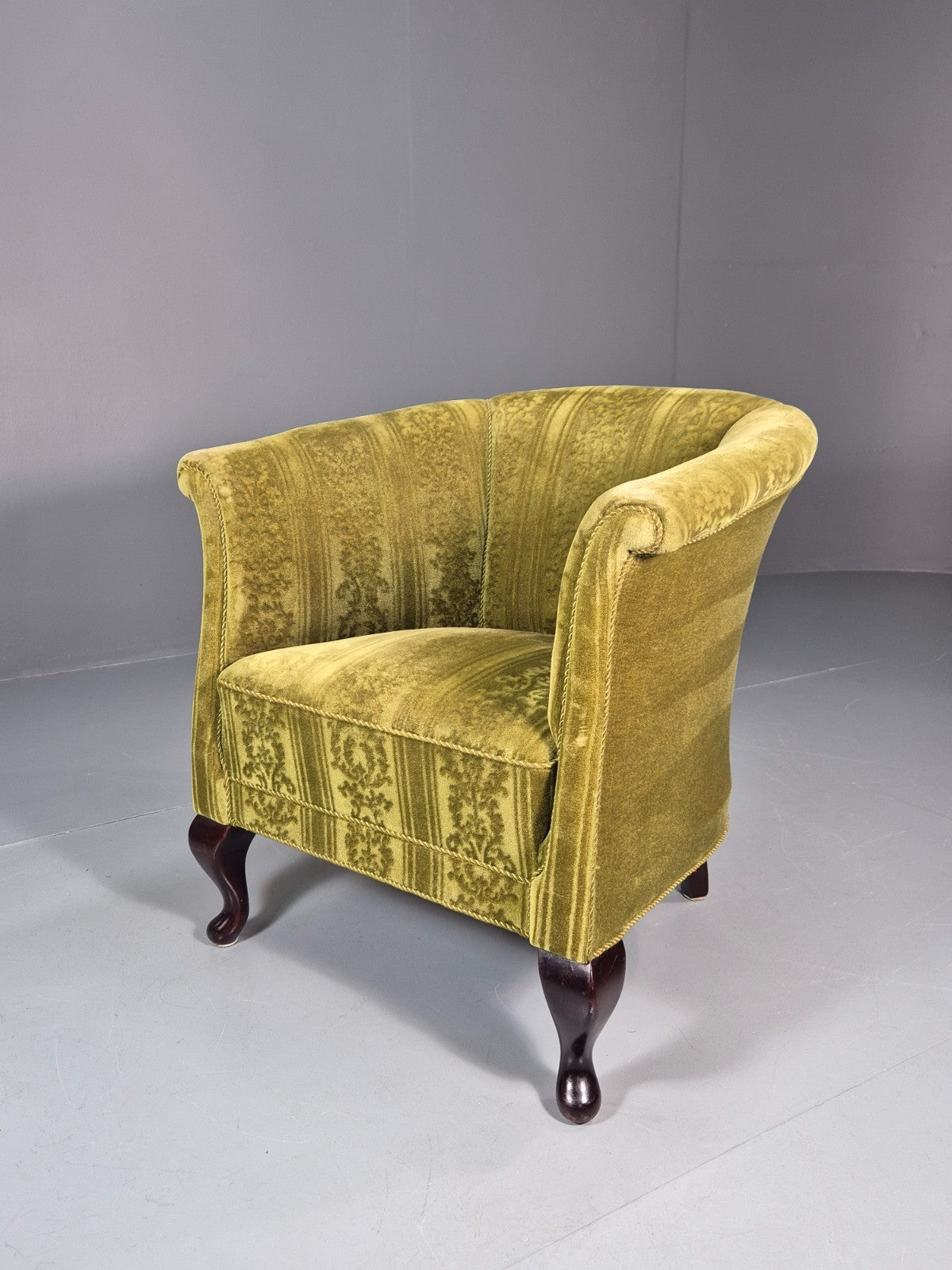 Vintage Art Deco Danish Tub Chair Green Moquette 1940s  EB10775 VCLO0