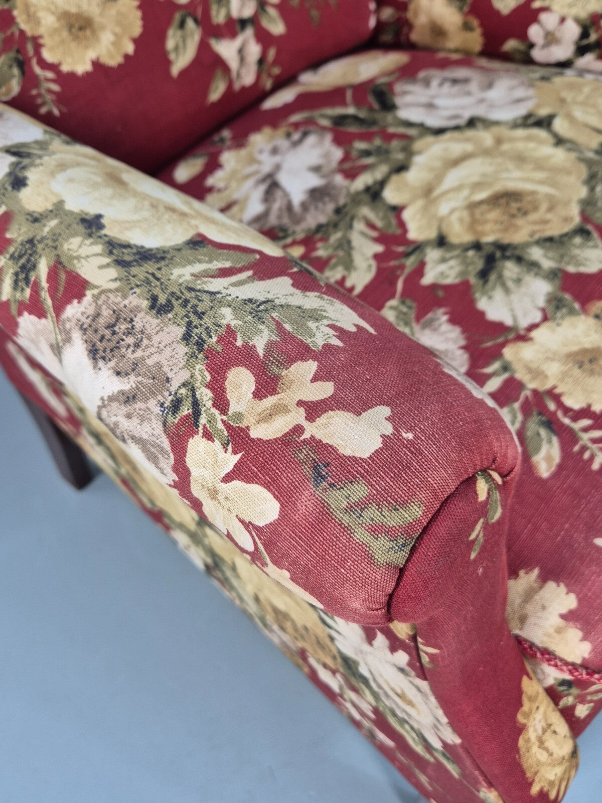 Vintage Danish Lounge Chair Wingback Floral Cotton Print 1950s Retro EB9540 MNOR - UKDK FURNITURE