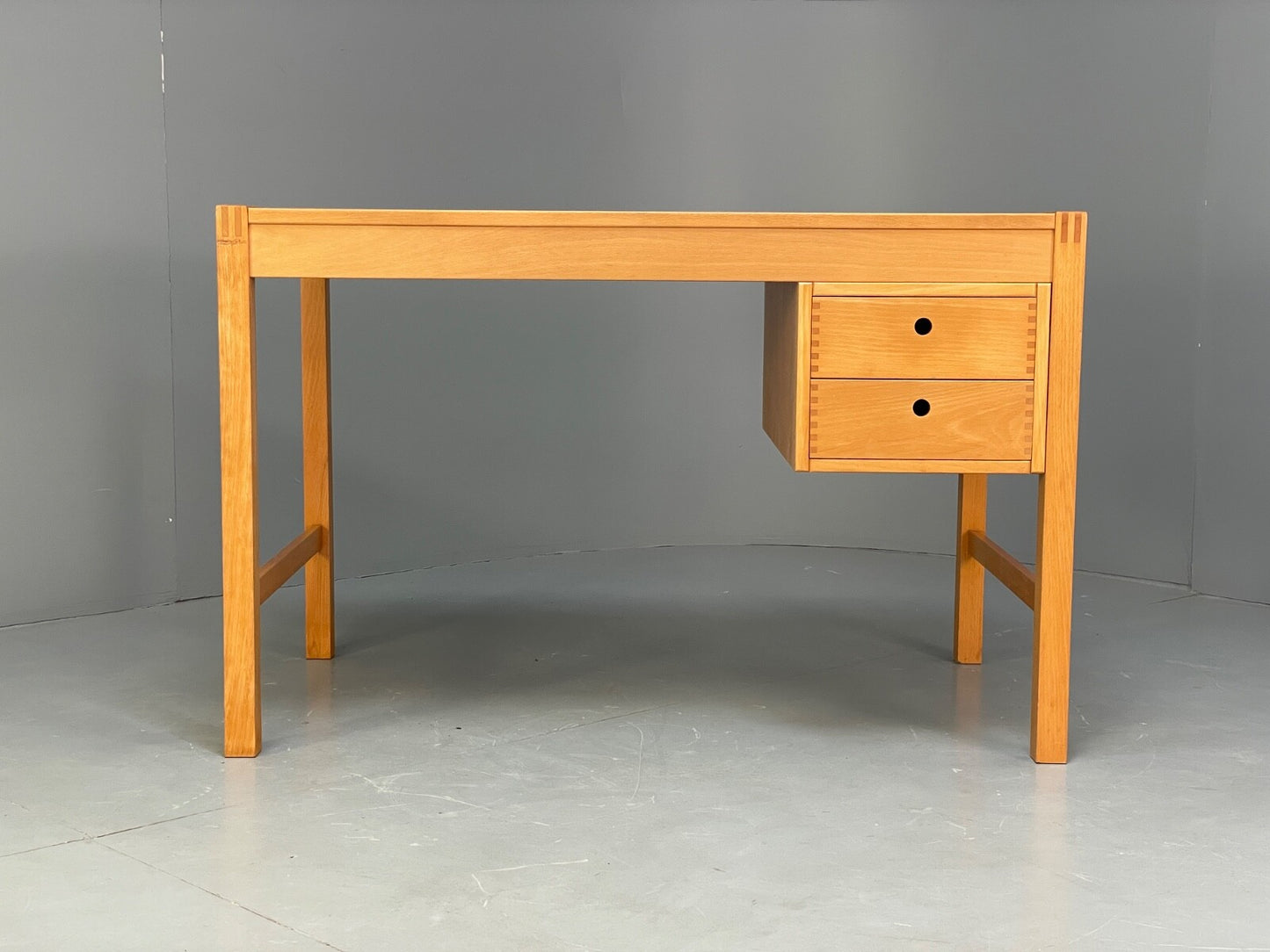 Vintage Danish Beech Desk Compact Exposed Joints Sliding Drawers EB9440 MWOO - UKDK FURNITURE