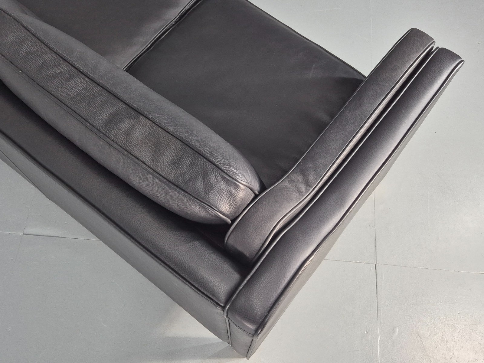 Vintage 3 Seater Sofa Danish Black Leather Mid Century Retro 1980s  EB10469 M3SS12