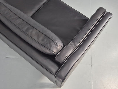 Vintage 3 Seater Sofa Danish Black Leather Mid Century Retro 1980s  EB10469 M3SS12