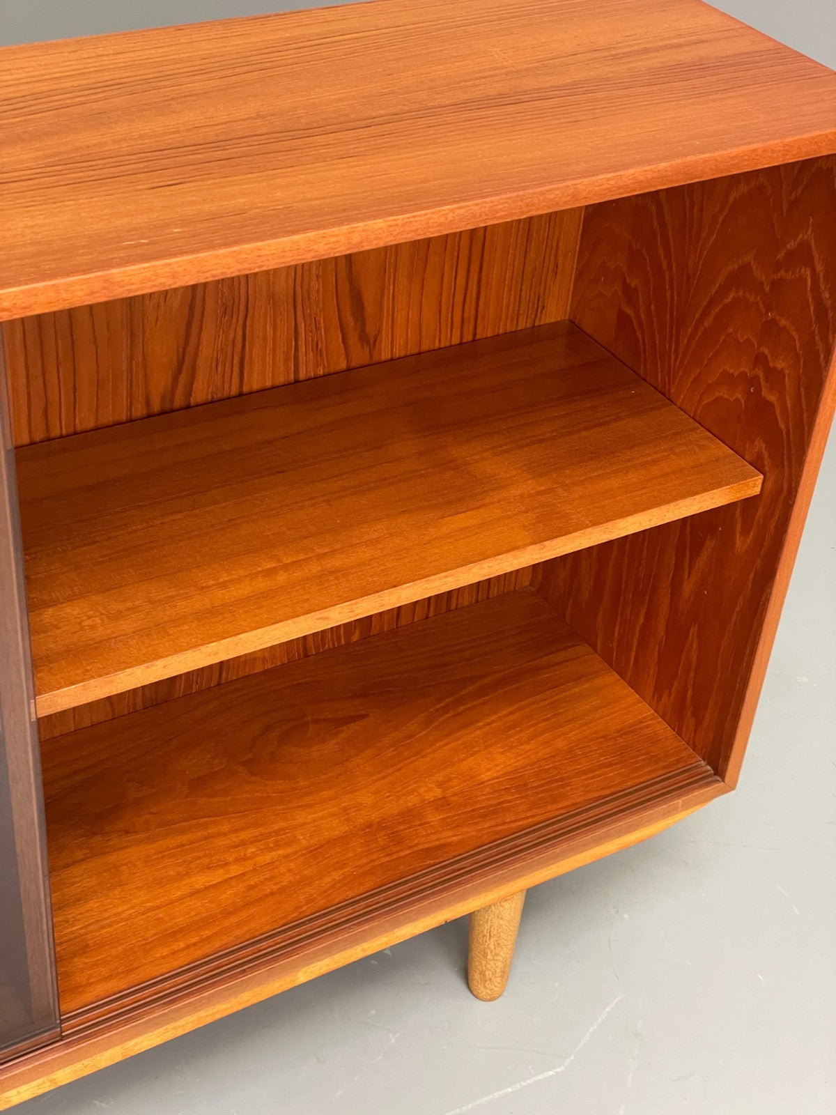 Vintage Teak Glazed Bookcase Danish 1970s Shelving Glass Retro EB11797 MWOO14