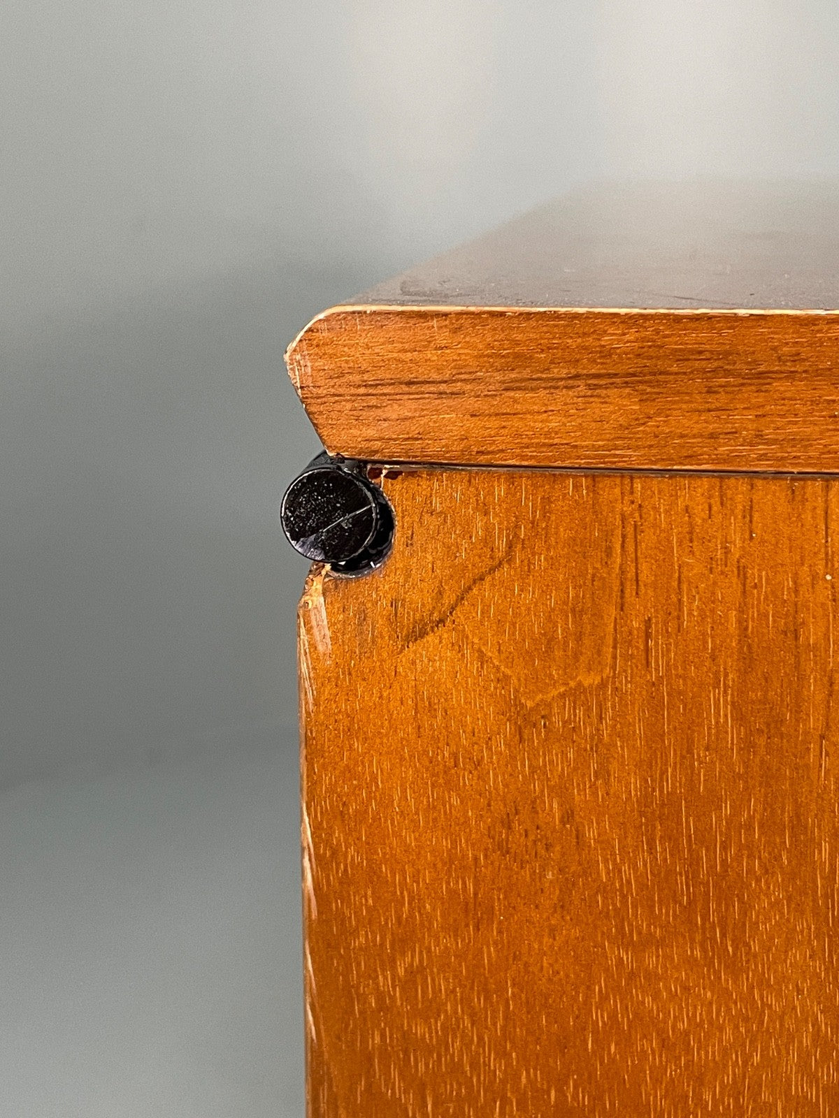 Vintage 1980s Cherry Desk Three Drawers Ball Feet Post Modern EB11058 MWOO20