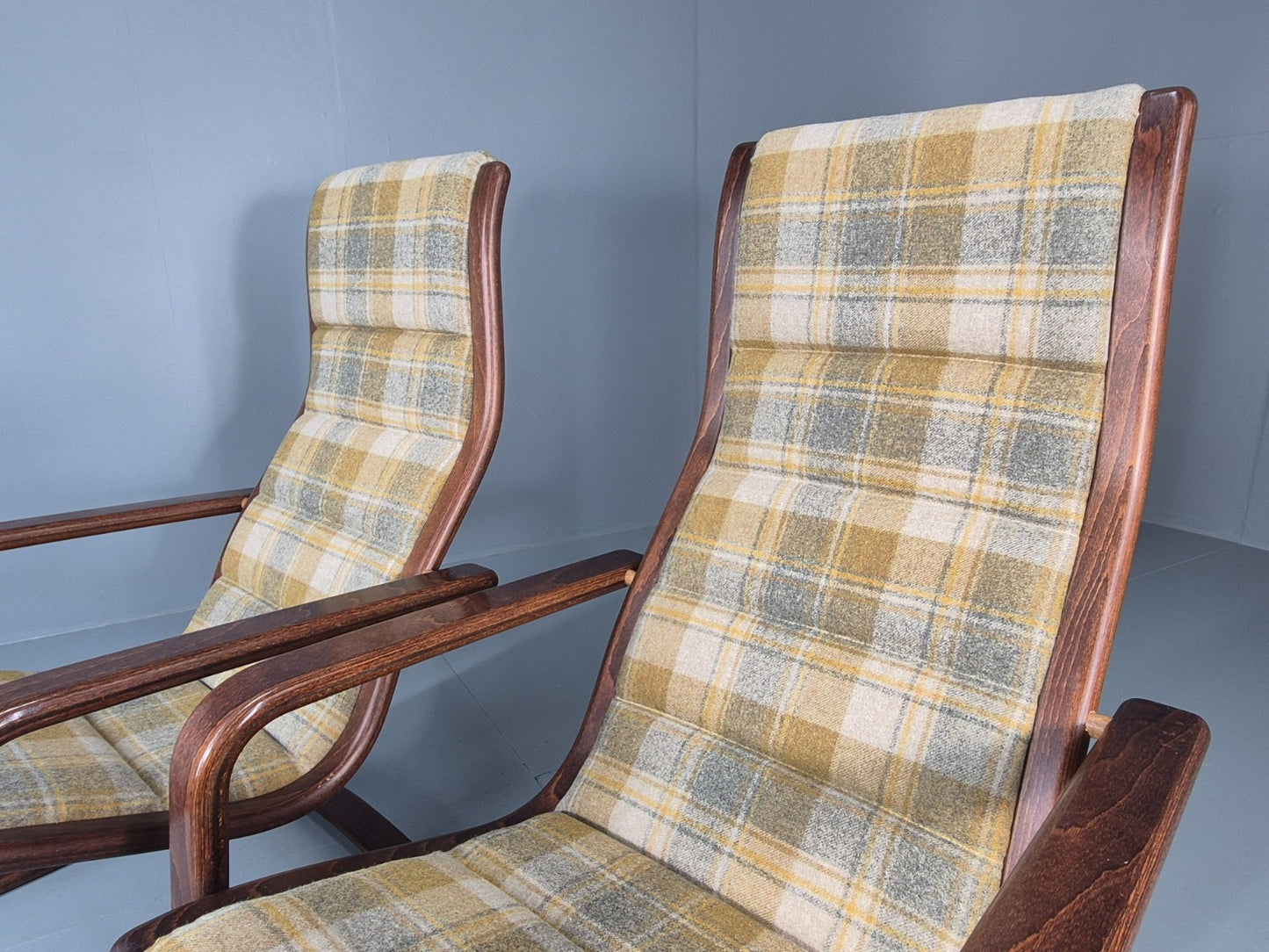 2 Mid Century Lounge Chairs New Upholstery 1970s Retro Danish  EB10325 MBEN7