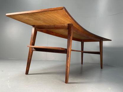 Curved 1960s Coffee Table Vintage Mid Century Danish With Shelf  EB10855 MWOO14