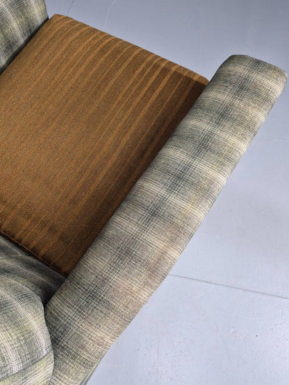 Vintage 1960s Retro Lounge Chair Green and Gold Upholstery EB11829