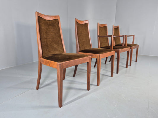 4 Vintage G Plan Dining Chairs Teak Frame Brown Dralon 70s Retro Fresco EB12185