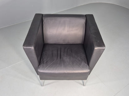 Vintage Leather Armchair Chrome Base Modern Design Orangebox Dee-01 EB12568