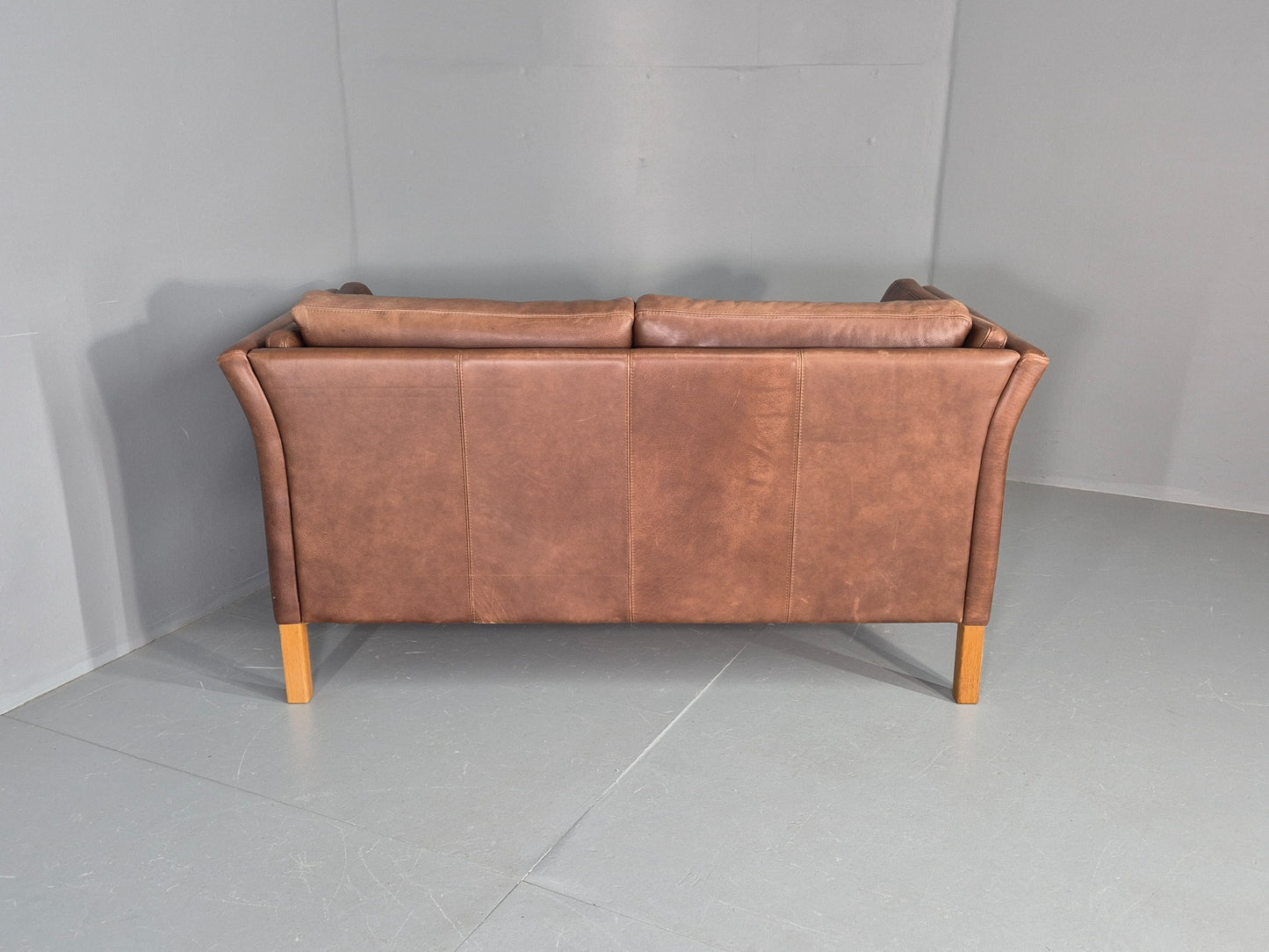 Vintage Mid Century 2 Seater Sofa Danish 1980s Leather Retro EB11636