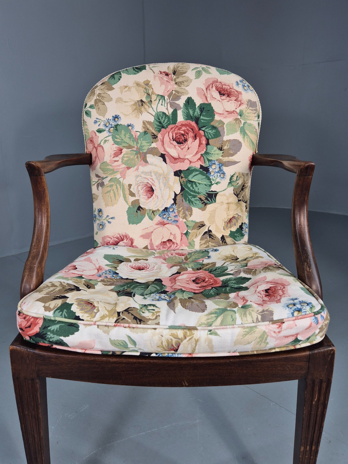 Vintage Parker Knoll Armchair in Floral Cotton Print 1950s Retro EB12536