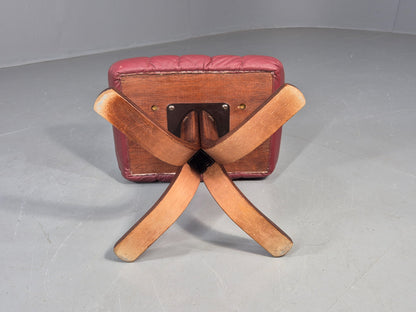 Vintage Danish Leather Footstool 1980s Retro EB09060