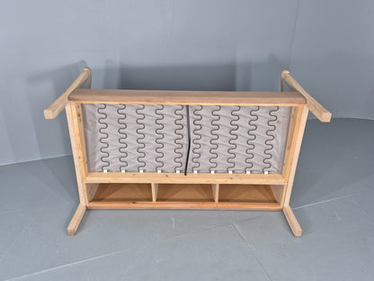 Vintage 2 seater Sofa 1980s Danish Beech Ends Retro Mid Century Modern Eb12561