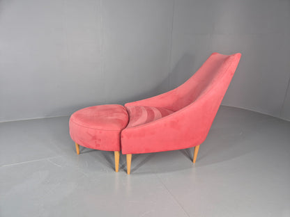 Vintage Silencio Chair and Footstool Pink Velvet Design Richard Ferrer  EB11943