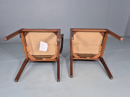 6 Vintage 1970s Nathan Dining Chairs Brown Velour Teak Retro MCM EB11921