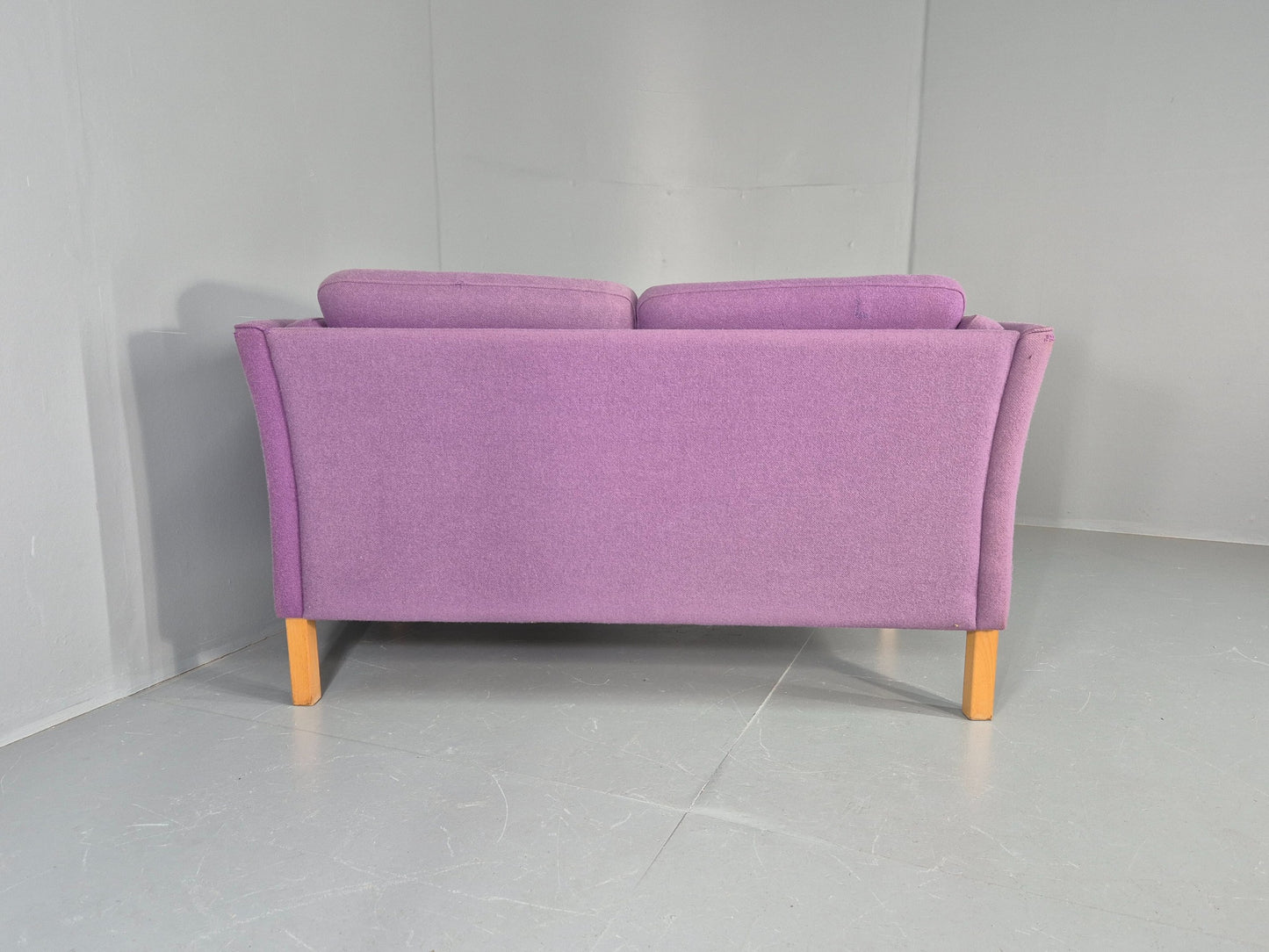 Vintage 2 seater Sofa Mids Century Danish in Purple Wool 1970s Retro EB12144