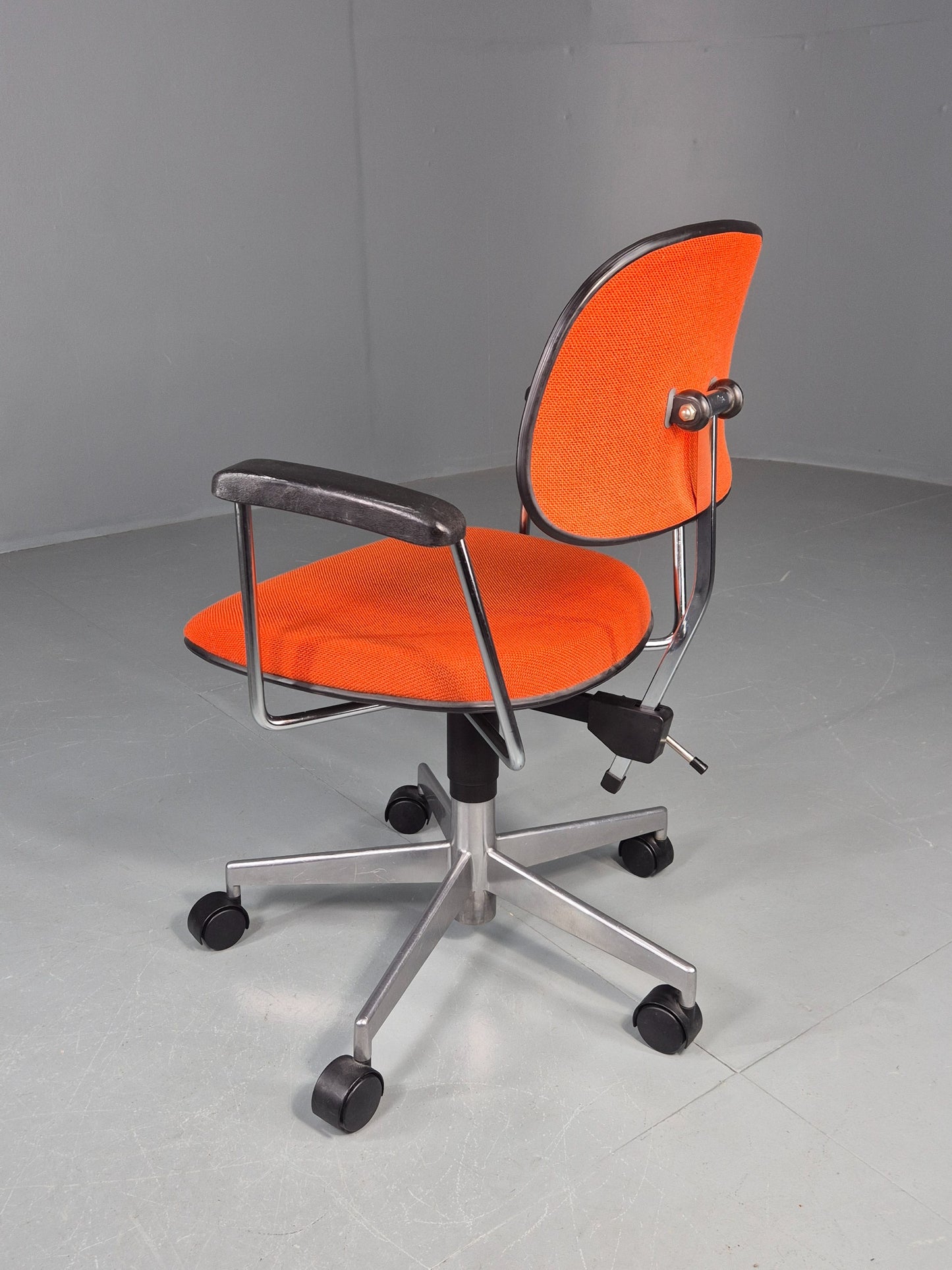 Vintage 1970s Office Chair Danish Labofa Orange wool Retro EB12128