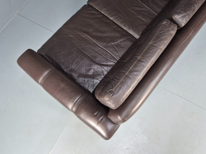 Vintage Danish 2 Seater Brown Leather 1970s Retro Danish MCM Buttoned EB09944