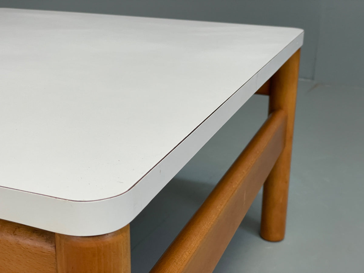 Vintage Formica Coffee Table Square White Beech 1970s Retro EB13114