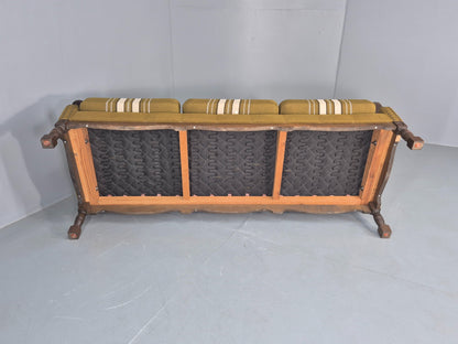 Vintage Danish 3 Seater Sofa 1970s Kjaernulf Style Green Oak Frame Retro EB12724