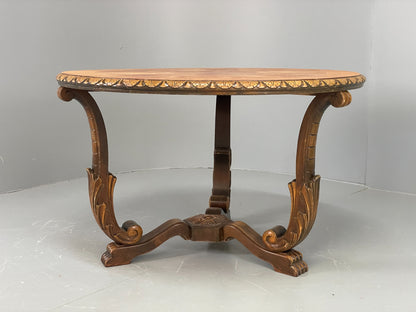 Vintage Carved Coffee Table Elm Art Deco Lion Feet 1950s EB11190