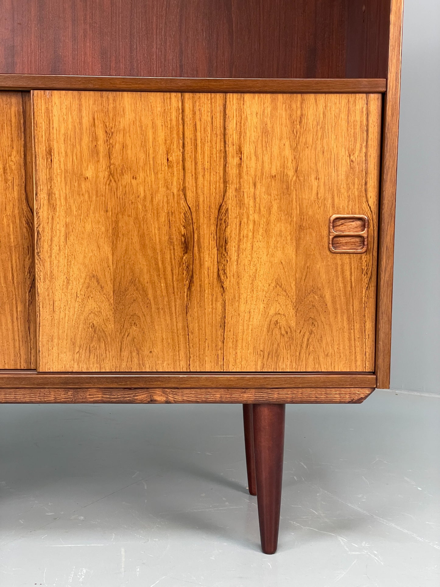 Vintage Danish 1960s Bookcase Cabinet Darkwood Sliding Mid Century Retro EB11992