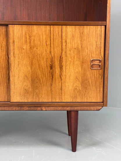 Vintage Danish 1960s Bookcase Cabinet Darkwood Sliding Mid Century Retro EB11992