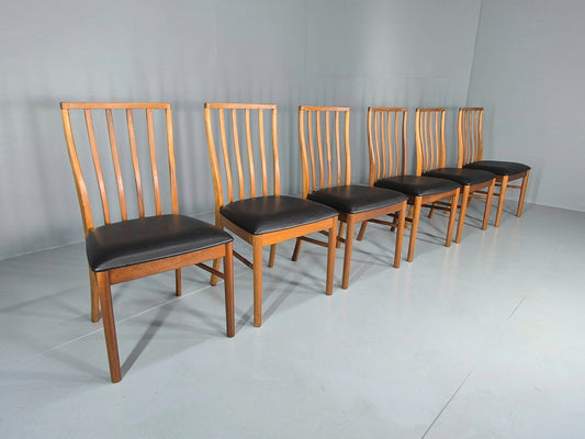 6 Vintage McIntosh Dining Chairs Original Vinyl Seats Mid Century 1960s EB13023