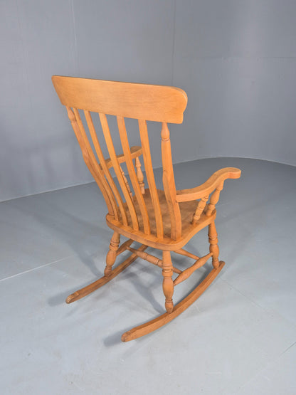 Vintage Traditional Farmhouse Rocking Chair 1970s Cottage Style Beech EB12473