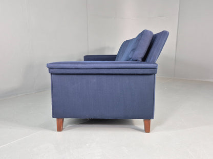 Vintage 3 Seater Sofa Mid Century Danish Dark Blue Wool Retro 1960s  EB12230