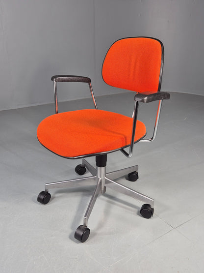 Vintage 1970s Office Chair Danish Labofa Orange wool Retro EB12128