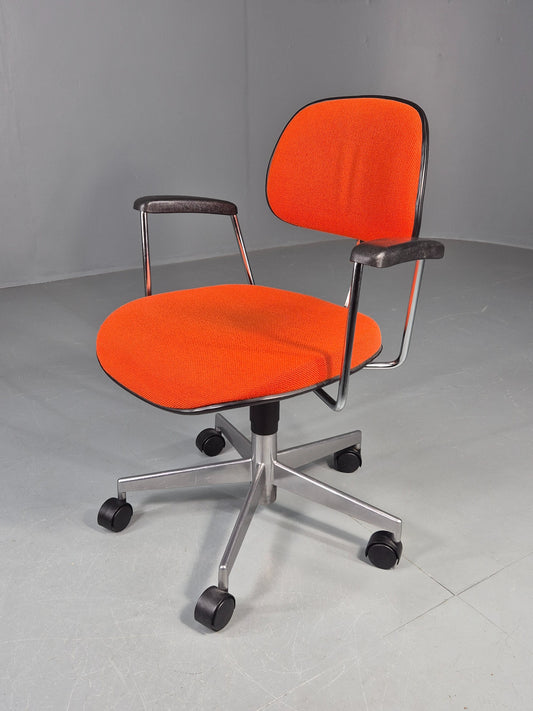 Vintage 1970s Office Chair Danish Labofa Orange wool Retro EB12128