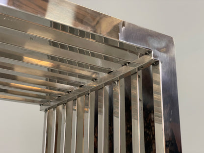 Chrome Slatted Console Table Style Of Eichholtz Modern Steel EB12887
