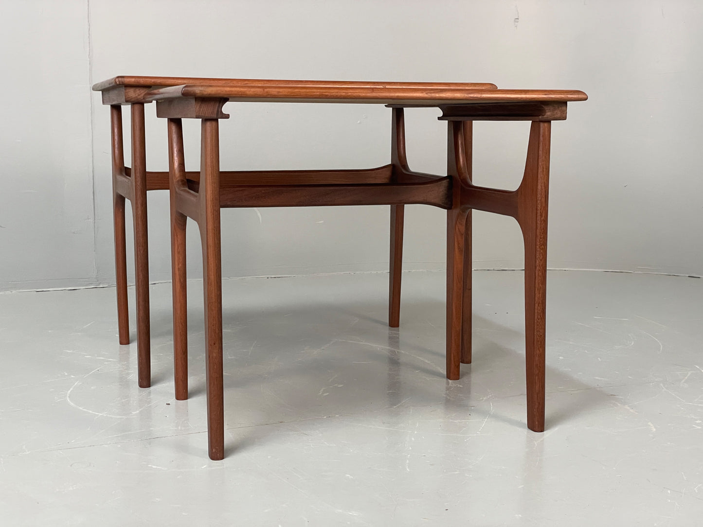Vintage Teak Nesting Tables By Poul Hundevad Danish Mid Century Pair EB12281