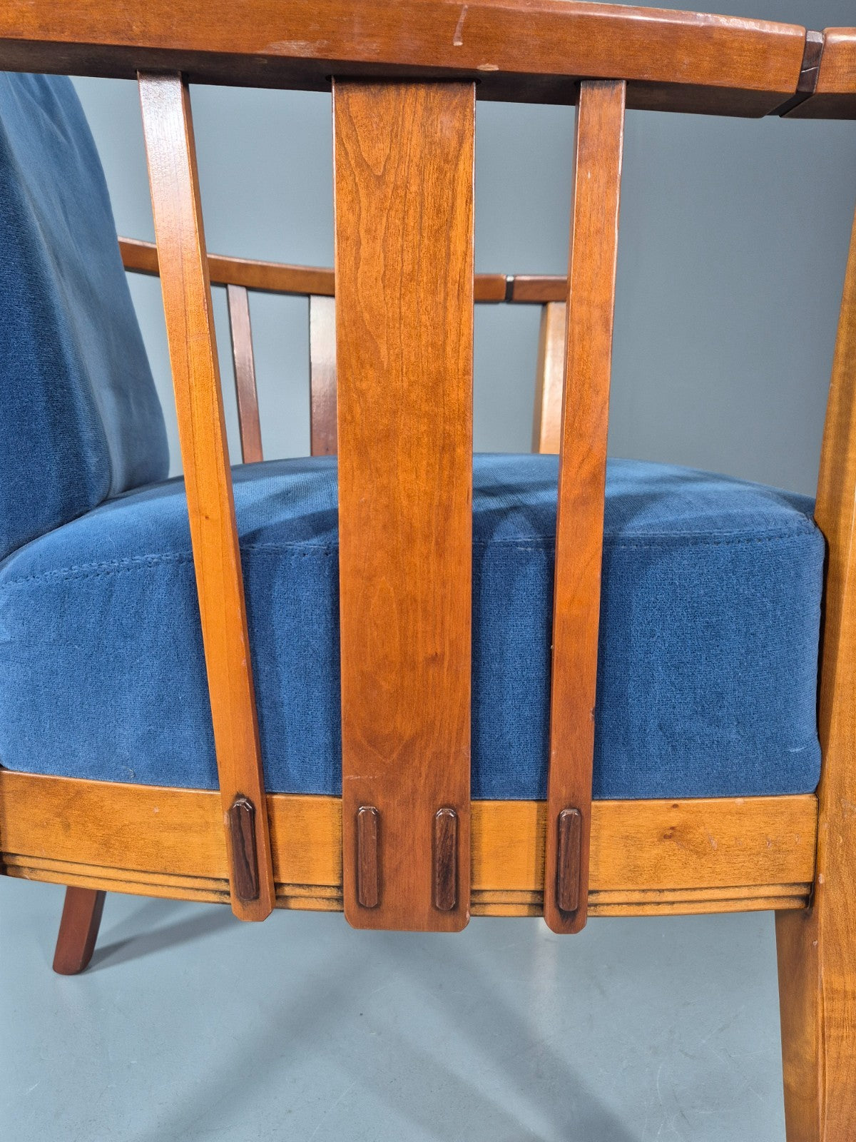 6 Art Deco Style Elbow Chairs Scandinavian Modern Blue Velvet   EB10935 VDIN