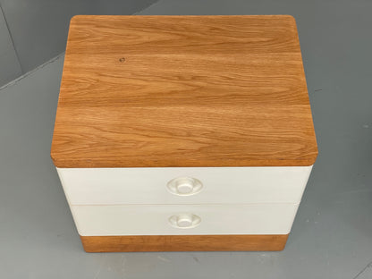 Vintage Bedside Cabinets Pair Stag White Retro 1980s Drawers Oak Top EB12956