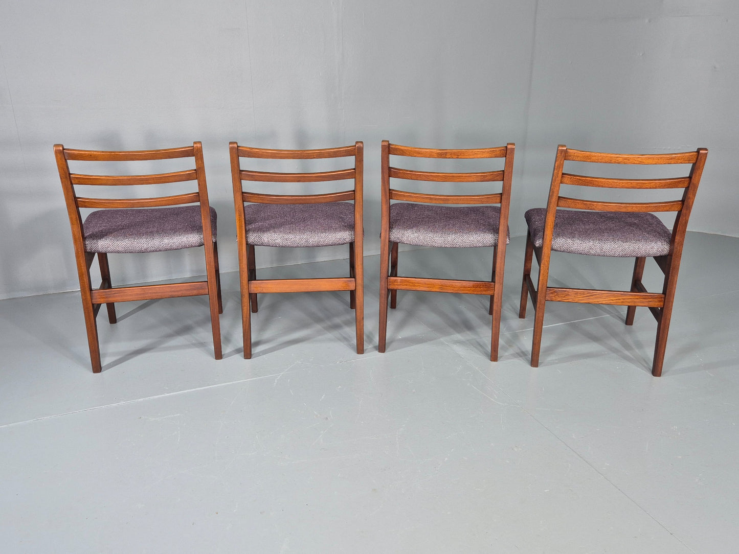 4 Vintage Teak Dining Chairs 1960s Mid Century with New Upholstery Retro EB11765