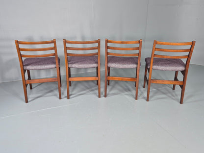 4 Vintage Teak Dining Chairs 1960s Mid Century with New Upholstery Retro EB11765
