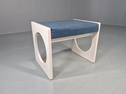 Vintage Stool 1970s Retro Blue and White Circle Pattern EB13068