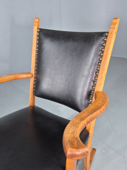 Vintage Danish Rocking Chair Honey Oak Frame Kjaernulf Style Retro 1970s EB12691