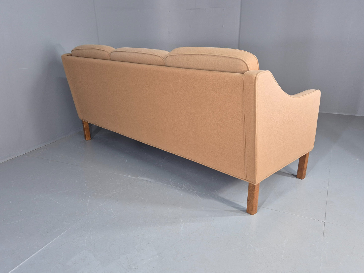 Vintage 3 Seater Sofa Beige Wool Upholstery Hurup MCM Retro 1980s EB12173