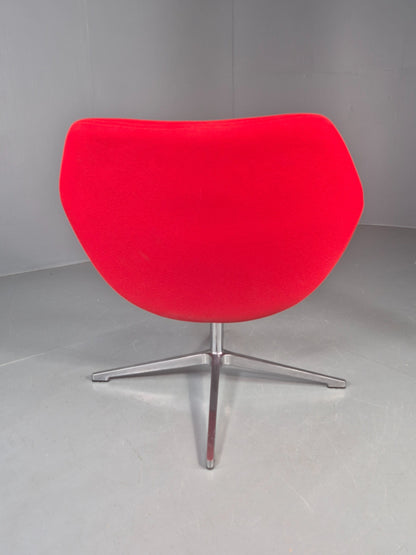 Vintage Allermuir Open Range Swivel Chair Red Fabric EB12247
