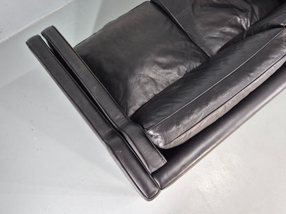 Vintage Stouby 2 Seater Sofa Black Leather 1980s Quality Mid Century  EB12416