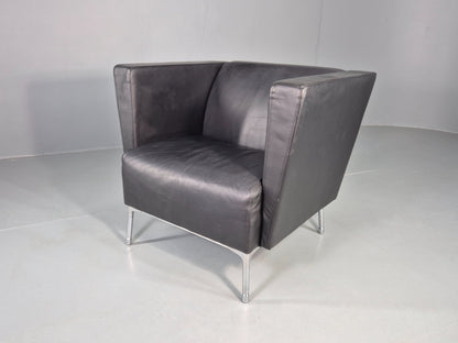 Vintage Leather Armchair Chrome Base Modern Design Orangebox Dee-01 EB12568