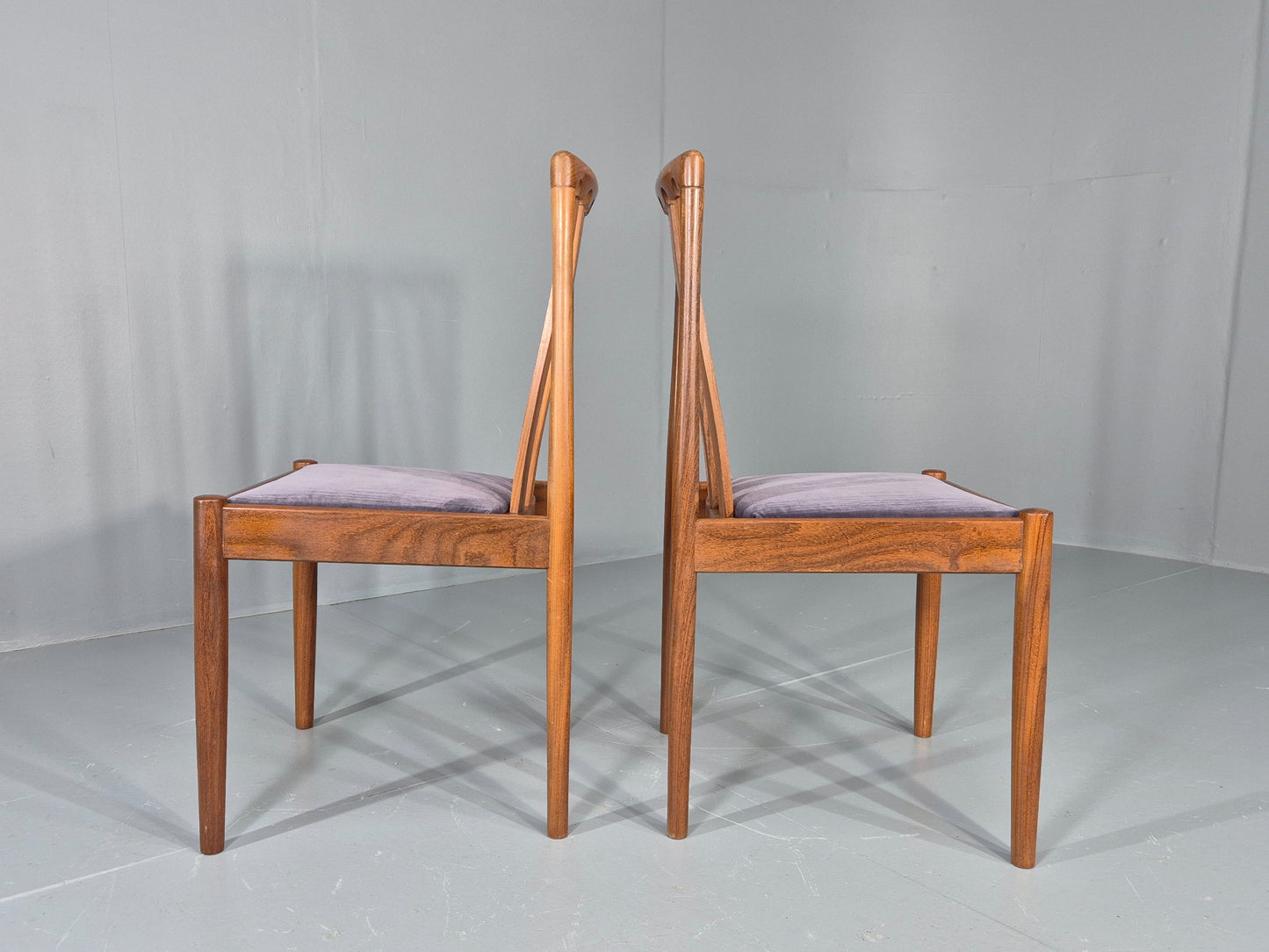 2 Vintage 1970s Dining Chairs Teak Frame New Seats Meredew Brand Retro Eb12489