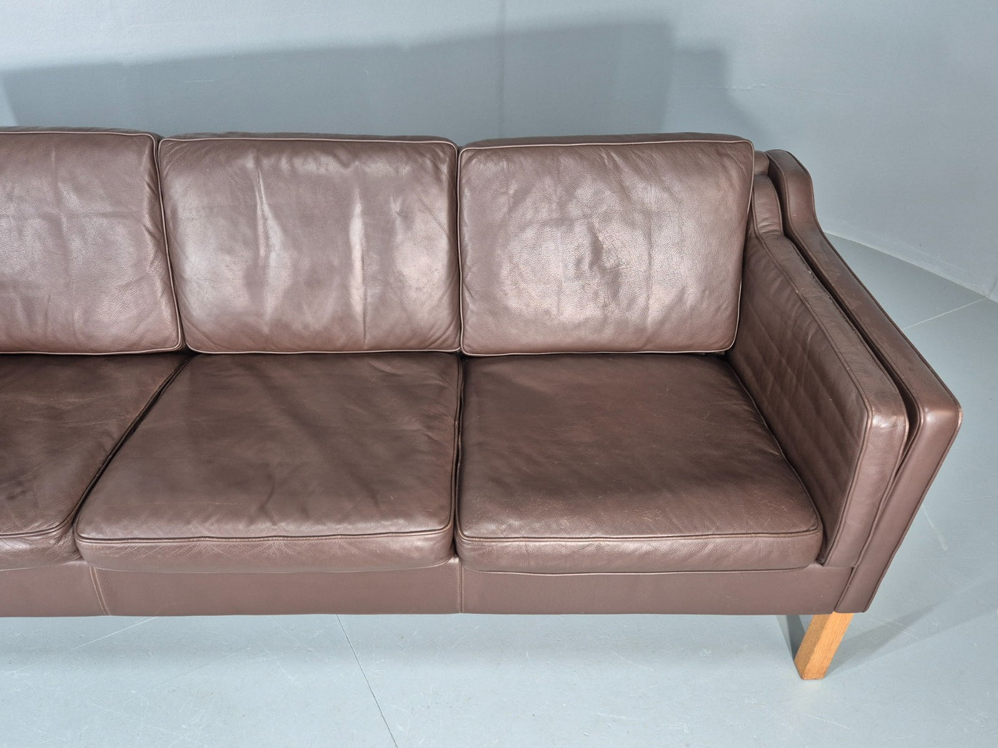 Vintage 3 Seater Sofa Mid Century Retro Brown Leather Mogensen  EB11637 M3SS