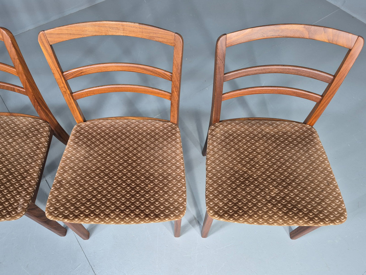 4 Vintage G plan Dining Chairs  Ladder Back Original Seats Teak 1970s EB12174