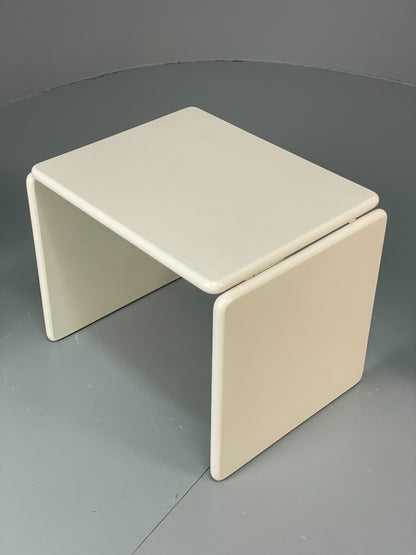 Vintage Nesting Tables White Retro Italian Side Tables 3 Curved EB12617